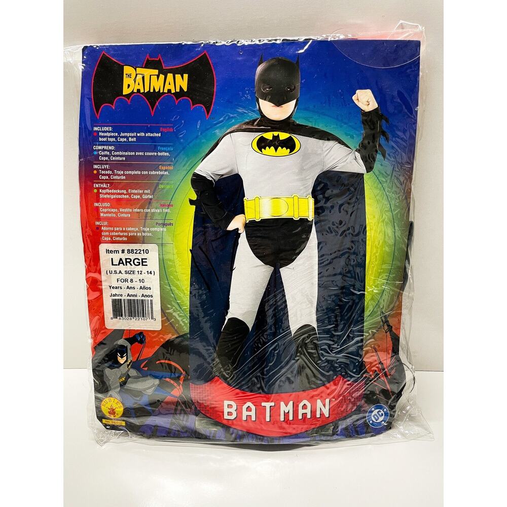 Batman Deluxe Child Rubie’s Costume Size L (8–10) DC Comics NWT